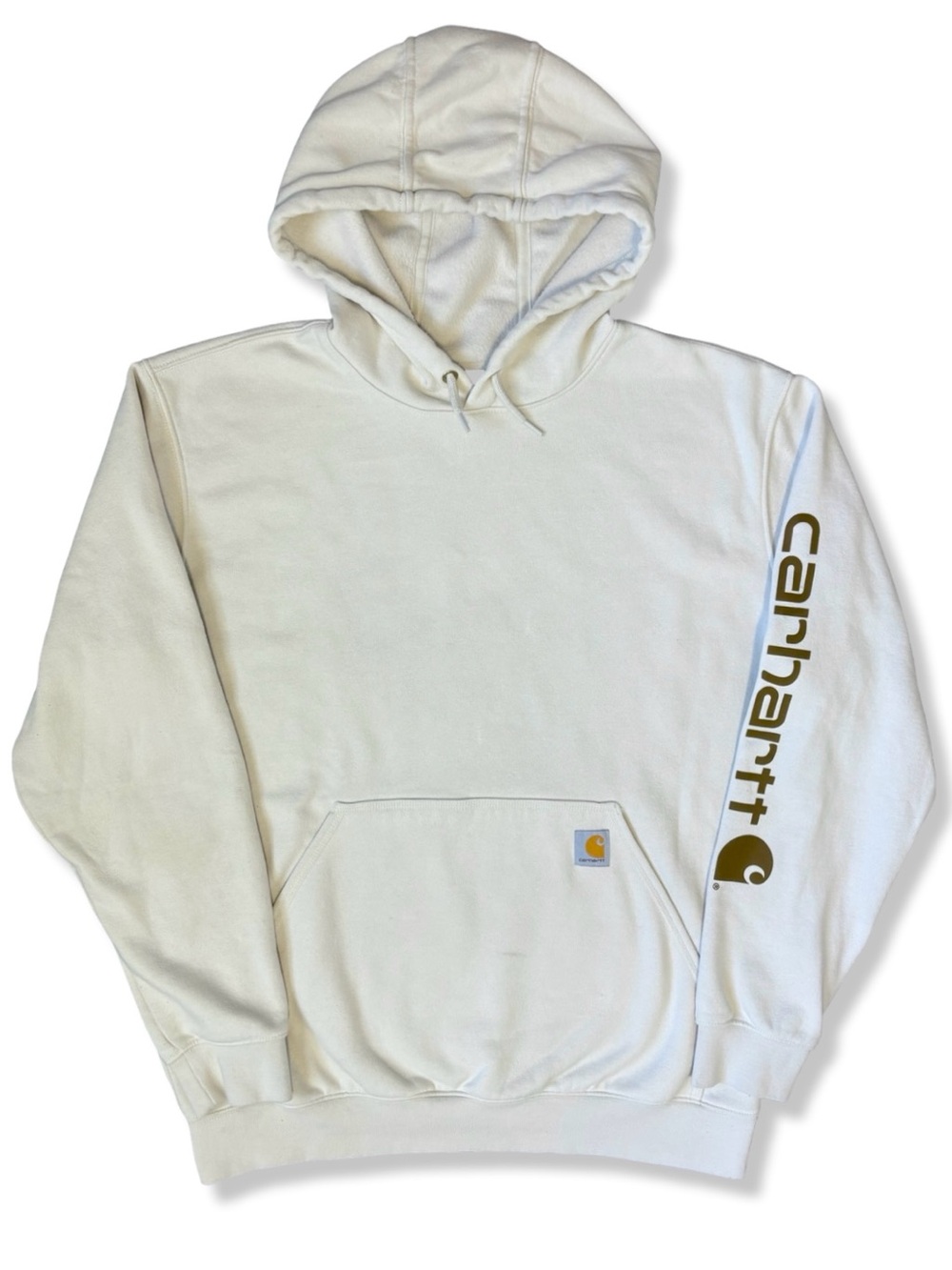 Carhartt Cream Hoodie with Sleeve Logo